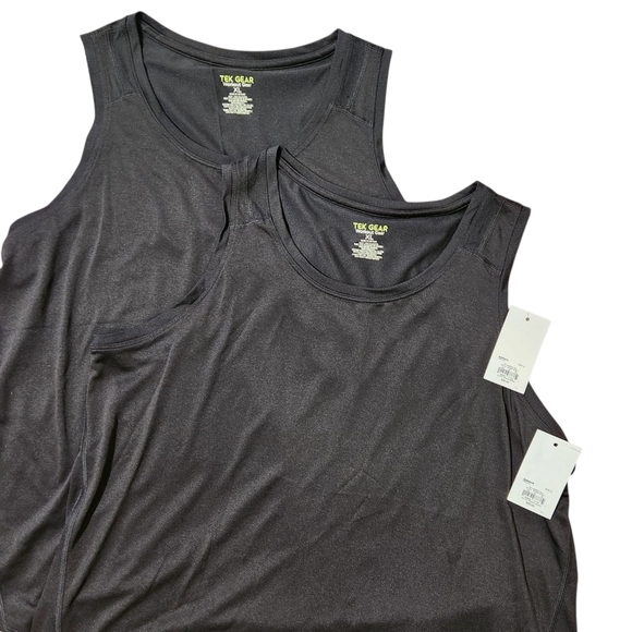 Tek Gear 2pcs!! Activewear Tank Top XL Drytek Dark Black Reflective Logo - Picture 1 of 12